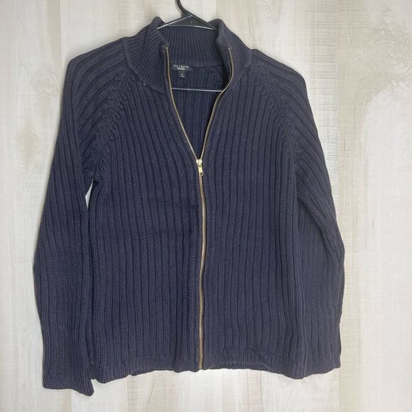 Talbots navy‎ long sleeve zip cardigan sweater, size medium - Picture 1 of 11